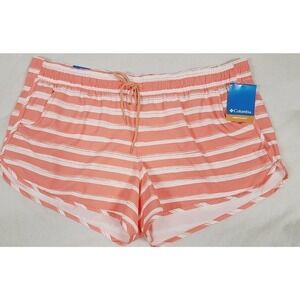Columbia Omni Shade Bogata Bay Stretch Shorts 3" 50 UPF Stripe Coral Women's XXL